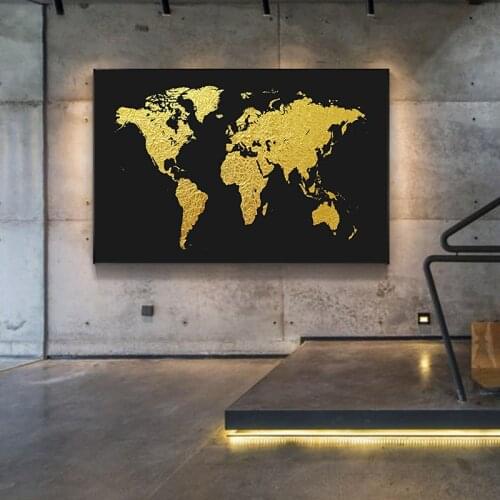 Aesthetic World Map Office Wall Canvas Paintings Living Room Decoration Posters And Prints Pictures For Home Design Modern Decor