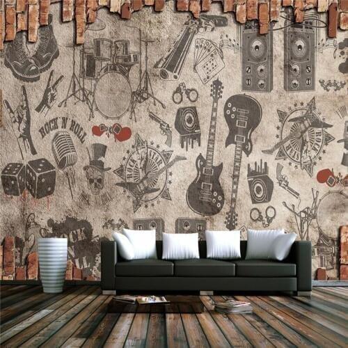 Wallpapers Youman 3d Brick Wallpaper Customize Vintage Rock Band Theme Restaurant Large Wall Mural Embossed Non-Woven Background