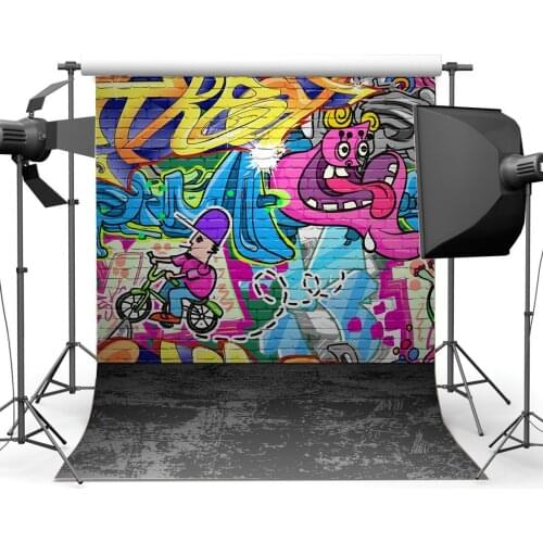 Graffiti Backdrop Hand Painted Drawing on Rustic Brick Wallpaper Peeled Grunge Concrete Floor Background