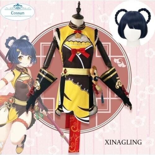 Anime Genshin Impact Xiangling Cosplay Costume Game Suit Lovely Uniform Xiang Ling Full Set Halloween Party Outfit For Women
