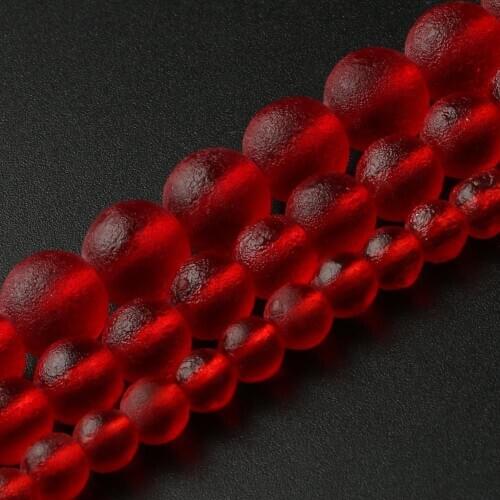 Red Moldavite Energy Crystal Round Beads Matte Czech Energy Glass Beads For Jewelry Making DIY Bracelet Wholesale 15''Inches