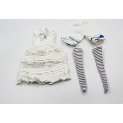 Blygirl Blyth doll Blue and white maid outfit, dresses, aprons, shorts and stockings