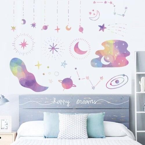 Cartoon Watercolor Cloud Wall Stickers for Kids Rooms Boys Girls Room Decorations Nursery Bedroom Walpaper Mural Home Decals