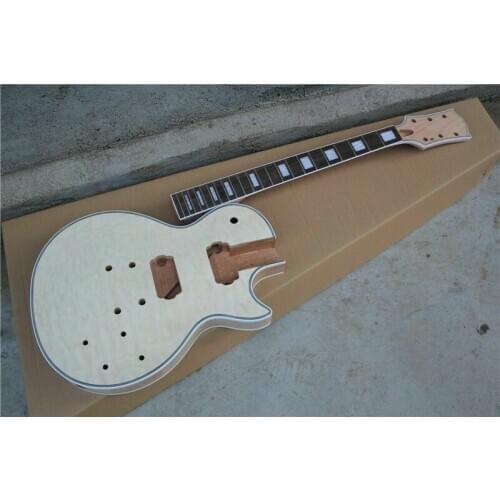 DIY 1 set Unfinished Guitar Neck And Body LP Style Electric Guitar Kit