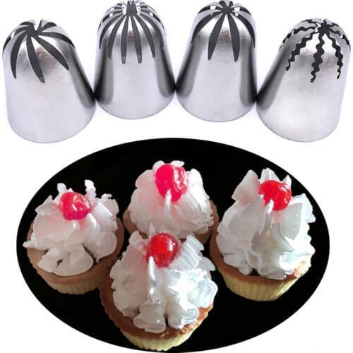 Wholesale 10 Sets(4 pcs/set) Stainless Steel Russian Tulip Icing Piping Nozzles Fondant Cake Decorating Tip Sets Bakeware