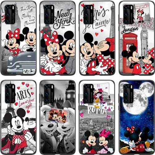 Silicone Cover Mickey Minnie Travel For Huawei P 50 P40 P30 P20 P10 P9 P8 Pro Plus Lite E mini 2017 2019 Phone Case