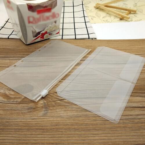 20pcs A6/Lot PVC Ticket Storage Bags 6 Holes Loose Leaf Notebook Pocket With Ziper Card Waterproof Organizer Notepad Accessories