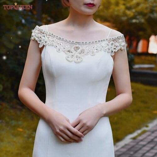 TOPQUEEN G06 Body Chain Ladies Neck Decoration Accessories for Bride Fsahion Necklace with Rhinestones Women Shrug for Dress