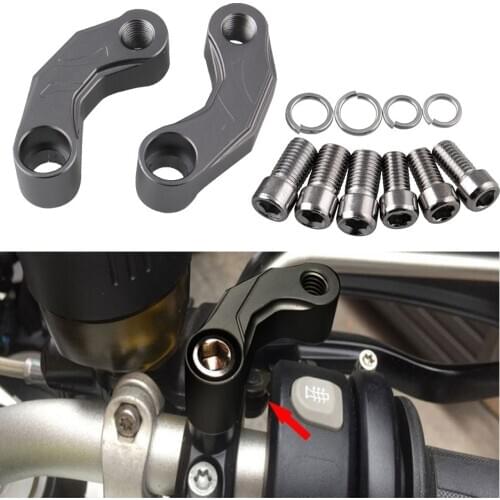 Motorcycle Mirror Riser Extension Bracket Adapter For Bmw R1200Gs Lc/Adv 13-18 R Ninet/R1200R Premium Cnc Aluminum Alloy Black