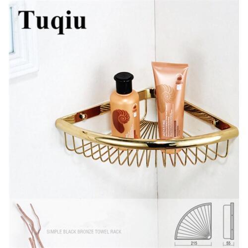 Corner Shelf Brass bathroom shelves Gold Plating basket holder bathroom soap holder bathroom accessories