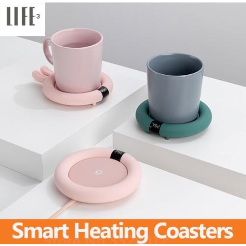 3Life Smart Heating Coasters Touch Control Cup Mat With LED Screen Temperature Display 3 Gears Heating Pad For Home Office Use