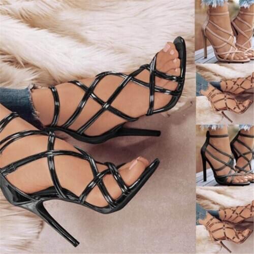 Pzilae Summer women sandals narrow band vintage square toe high heels cross strap thong sandals women V shape design shoes women