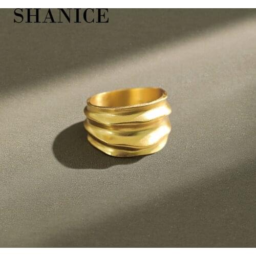 SHANICE 100% Real 925 Sterling Silver Ring for Women Geometric Irregular Scew Rings Big Antique Rings Finger Fine Jewelry