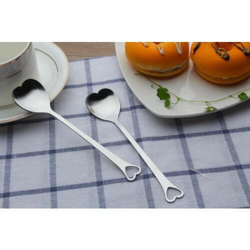 1PC Heart Shape Stainless Steel Coffee Spoon Dessert Sugar Stirring Spoon Ice Cream yogurt Honey Spoon Kitchen Hot Gift PN 010