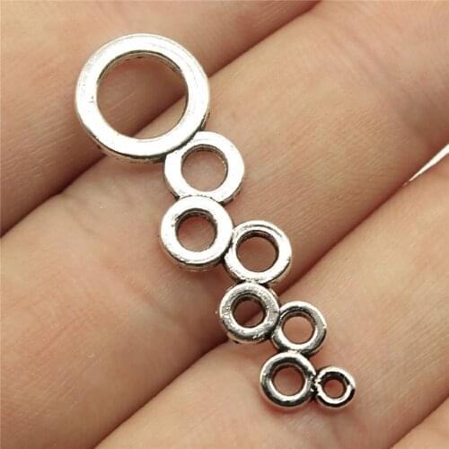 10PCS/lot 37*11mm Metal Charm Circle Connector Antique Silver Color Making DIY Handmade Tibetan Jewelry DIY