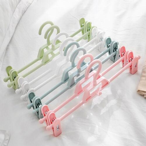 10PCS Trousers rack plastic household hangers without trace clips drying pants hangers multifunctional clothespins
