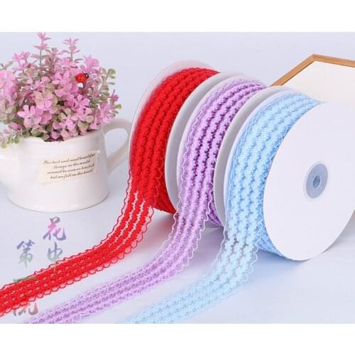 10 Yards/roll (25mm/35mm) Lace Ribbon Bilateral Handicrafts Embroidered Printing Wave Ribbon DIY Hair Accessories Bow Material