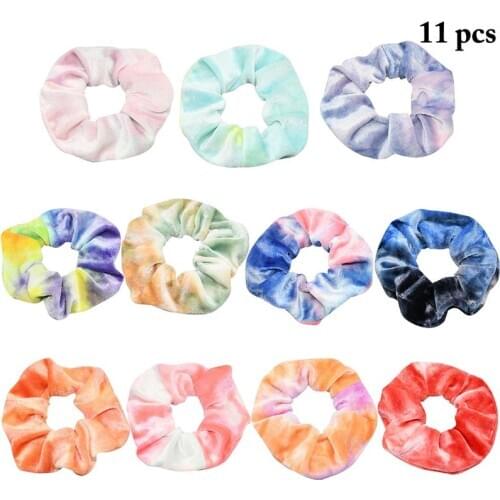 11pcs Velvet Hair Scrunchie Elastic Hair Bands Solid Color Women Girls Headwear Ponytail Holder Hair Accessories