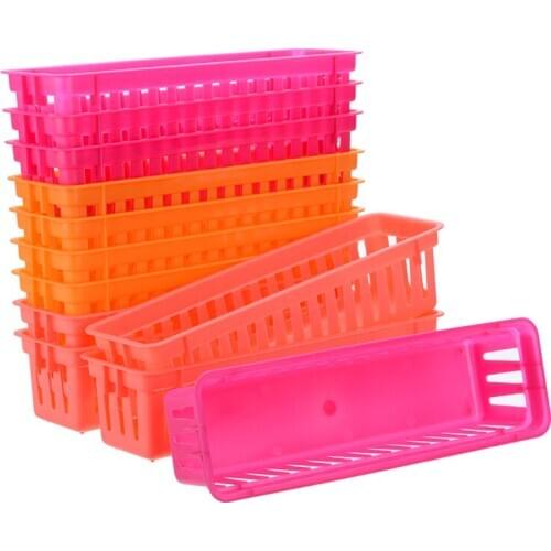 12pcs Classroom Desk Pen & Pencil Stationery Storage Basket Organizer Tray Suitable For Small Items Storage