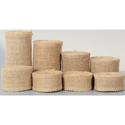 2Meters/Roll Jute Burlap Ribbon Tape Natural Hemp Ribbon DIY Bag Material Wedding Party Decoration Crafts Supplies Gift Wrapping