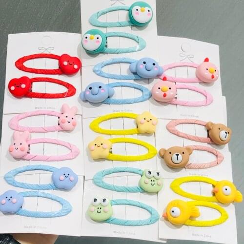 2Pcs/Set Girls Animal Bird Bear Rabbit Thread Cloth Hairpins Children Sweet Hair Clip Barrettes Headband Kids Hair Accessories