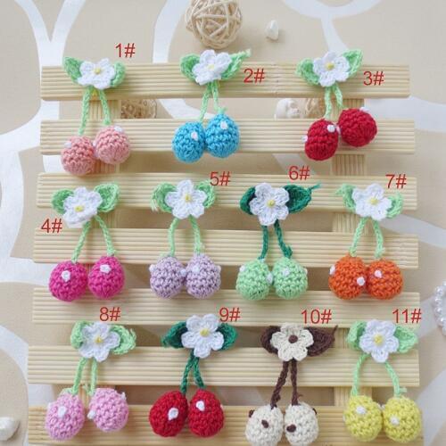 30PCS/lot 5.5cm Handmade woolen yarn Crochet Knitted applique Patchwork DIY needlework sewing accessories Cloth paste 346