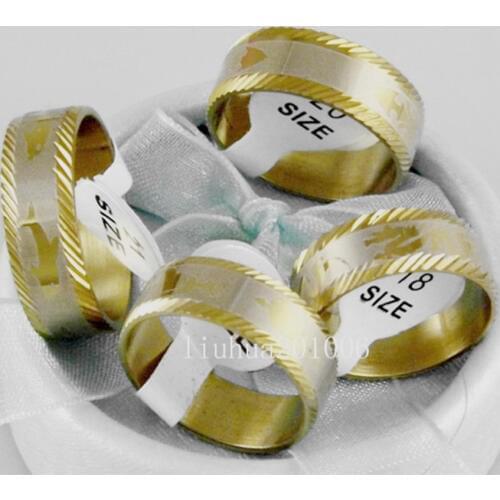 36 pcs lot Mixed Gold Tone Electroplated Stainless Steel Rings Fashion Jewelry Free Shipping