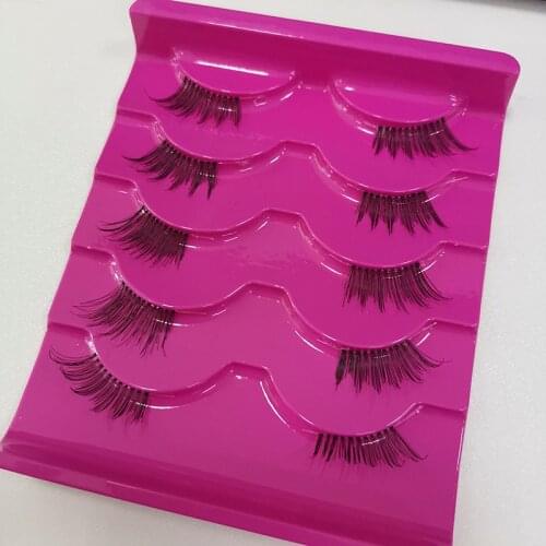 5 Pairs Half False Eyelashes Natural Crisscross Messy Thick Soft Fake Eyelashes 100% Handmade Transparent Stems Makeup Lashes