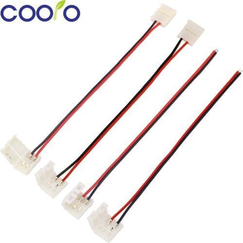 5PCS 8mm/10mm 2pin Single/Dual End Solderless Cover Free Welding Connector Cable/Wire for 5050/5630/5730/3528 LED Strip
