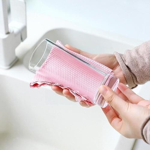 5 pcs Kitchen Anti-Grease Wiping Rags Efficient Fish Dish Glass Kitchen Scale Cleaning Washing Towel Wipe Cleaning Cloth Ho E0K7