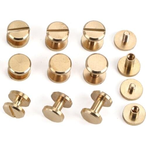50 Pcs 4-20MM Pure Brass Plane Screw Bag Rivets DIY Double Flat Rivets For Leather Belt / Photo Album Screw Dress Accessories