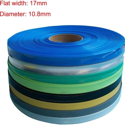 5M Width 17mm PVC Heat Shrink Tube Dia 10.8mm Lithium Battery AAA Insulated Film Wrap Protection Case Pack Wire Cable Sleev