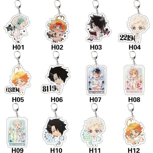 The Promised Neverland Keychain Emma Norman Ray Kawaii Anime Figures Acrylic Pendant Key Chain Llavero Gift For Fans