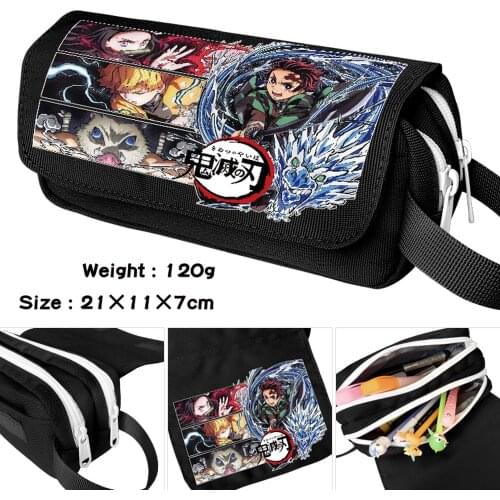 Anime Demon Slayer Cartoon Pencil Case Casual Student Waterproof MakeUp Bag Boy Girl Zipper Stationery Penbag Cosmetic Bags