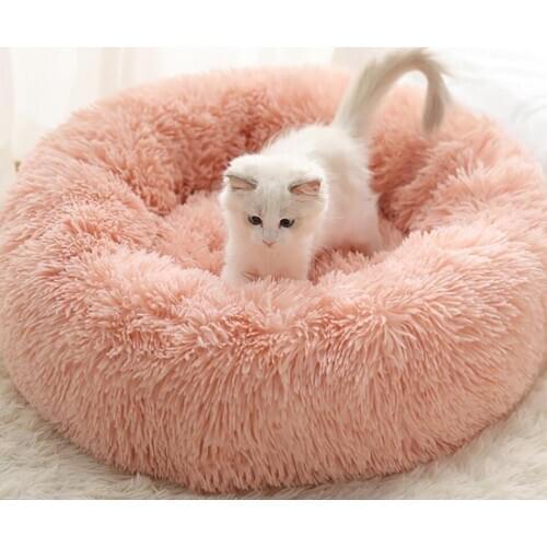 Long Plush Super Soft Dog Bed Pet Kennel Round Sleeping Bag Lounger Cat House Winter Warm Sofa Basket for Small Medium Large Dog