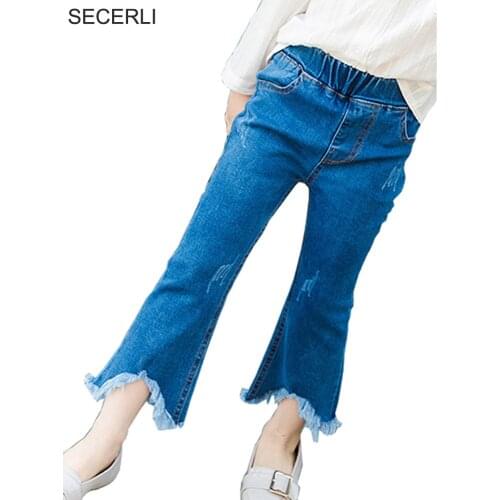 2020 New Fashion Kids Girls Denim Pants 2 4 6 8 Years Children Girls Boot Cut Pants Children Overall Jeans Girls Denim Trousers