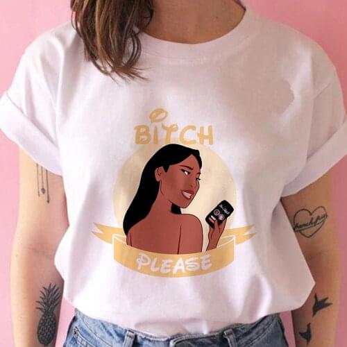 Funny Pocahontas Print Tshirt Women Vogue Disney Princess Bad Girl Style O Neck T Shirt Modern Lady Hipster Tops Usa Dropship