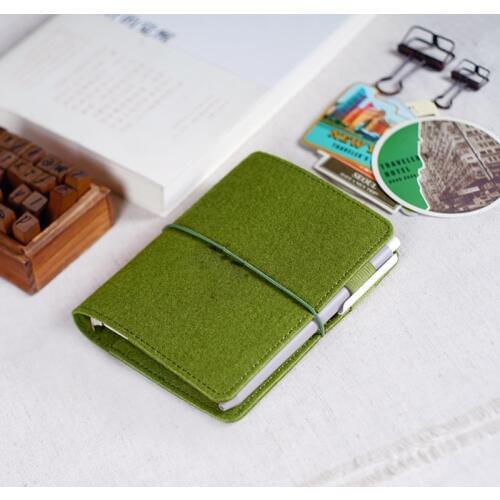 Hot Sale A7 Business Handmade Felt Planner Loose Leaf Travelers Notebook Coat Hardcover Diary Journals Snap Button Bandage