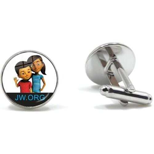 JW.org Cufflinks Jehovahs Witnesses Art Picture 16mm Glass Cabochon Cuff Button For Shirt Catholicism Jewelry Gift