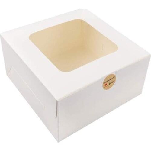 High quality pastry box cake dessert packaging windowed white cardboard carton custom
