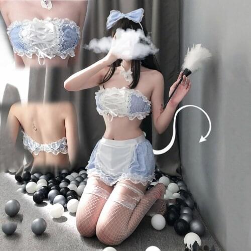 Kawaii Lingerie Sexy Maid Uniform Temptation Sex Lace Girl Cute Cosplay Costume Soft Cozy Bare Maid Lingerie Stripper Clothes