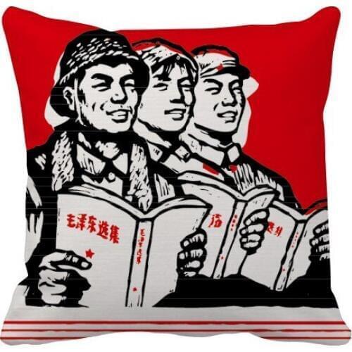 Worker Peasant Soldier China Red Throw Pillow Square Cover