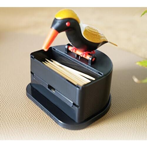 Bird Toothpick Container Automatic Toothpick Dispenser Toothpick Holder Storage Box Desk Decoration Kitchen Accessories