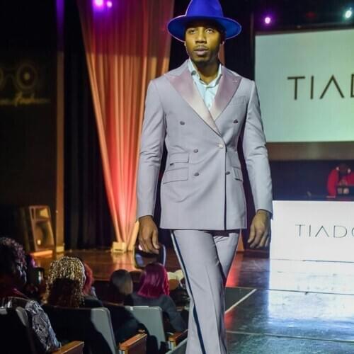 Handsome Double Breasted Mens Suits 2 Pieces Groom Best Man Pants Suit Business Wedding Tailored Blazer Jacket (Jacket+Pants)