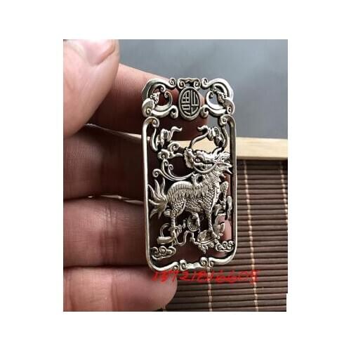 Pure silver silver plated antique silver brand pendant pendant retro to do the old hollow double-sided craft brand