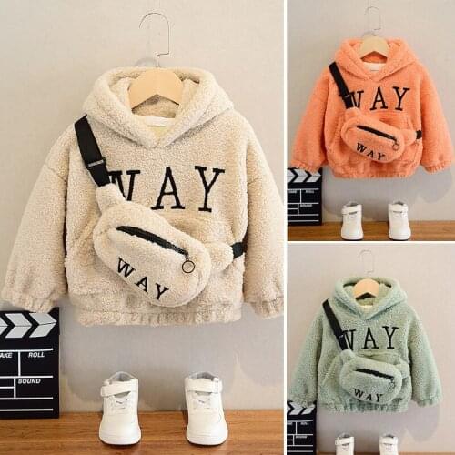 Baby 2021 Girls Jacket + Kids Cotton satchel Artificial Fur Warm Hooded Autumn Winter Girls Infant Clothing Childrens Jacket