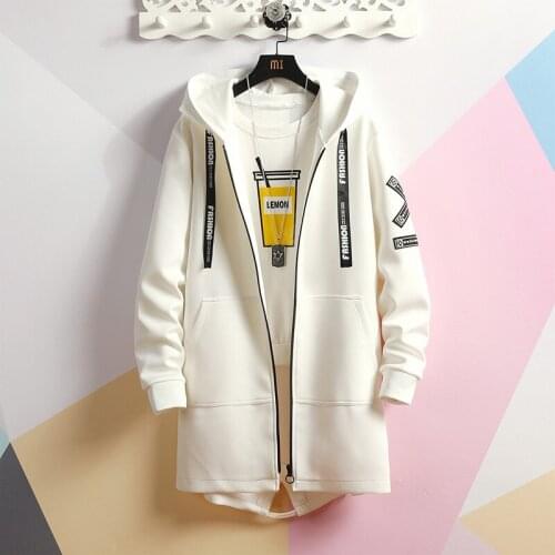 Spring Autumn Mens Mid-length Jacket Coat Windbreaker Mens Casual Urban Youth Outdoor Hooded Loose Young Mens Clothing