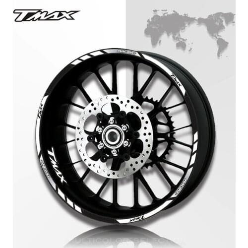 Hot sell Motorcycle front and rear wheels Edge Outer Rim Sticker Reflective Stripe Wheel Decals For YAMAHA Tmax