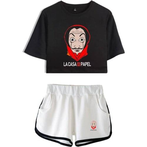 Money Heist La Casa de Papel House of Paper 2D print Leisure Women Two Piece Set Shorts+lovely T-shirts Hot Sale Clothes