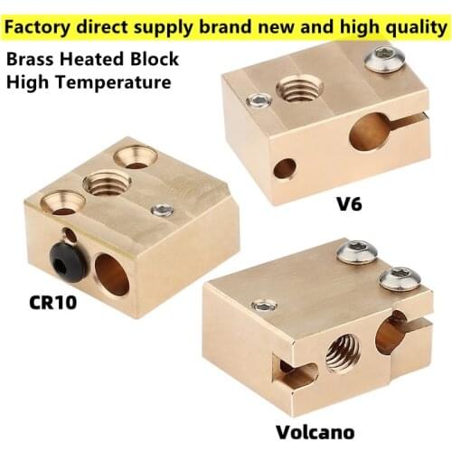 Brand New 3D Printer Parts Brass V6 Volcano CR10 Heated Block For E3D J-Head Print Head Ender 3 CR10 Extruder Heating Block